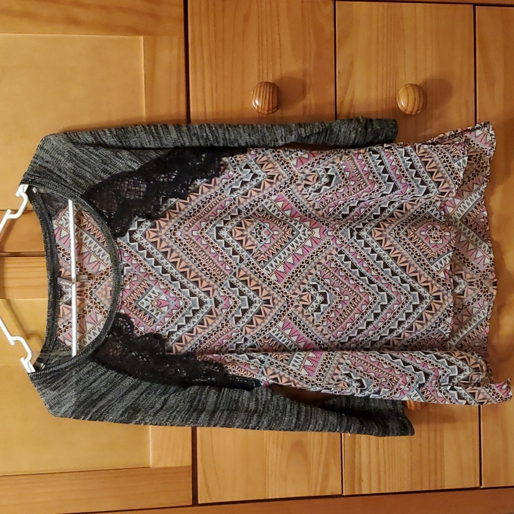 Vanity long sleeve Aztec design shirt